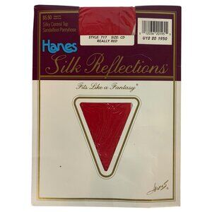 Hanes Silk Reflections Control Top Pantyhose CD Large Really Red Sandalfoot